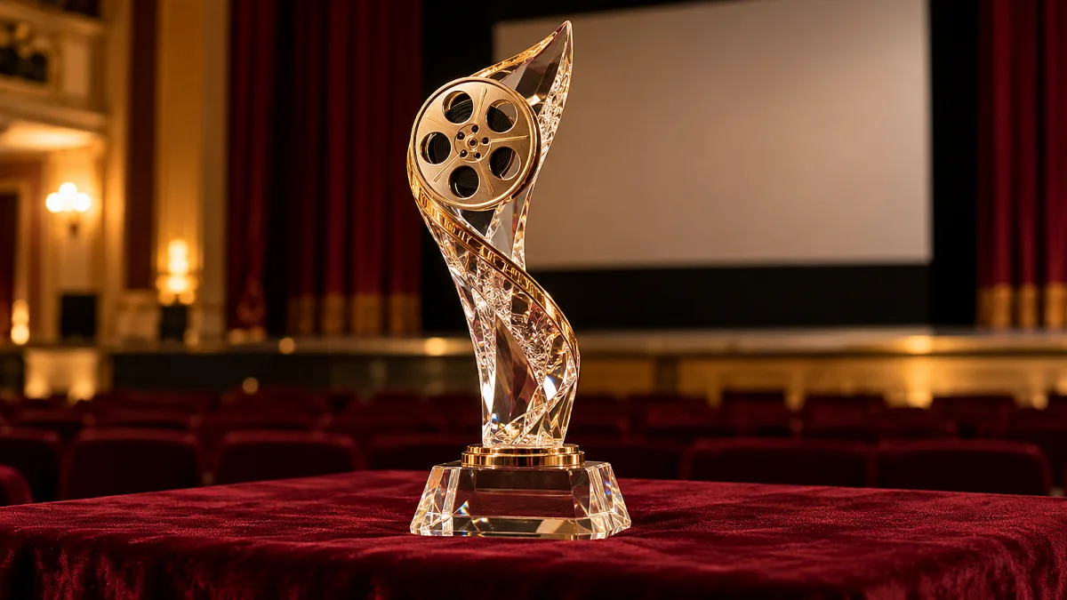 درع تكريم سينمائي داخل قاعة عرض